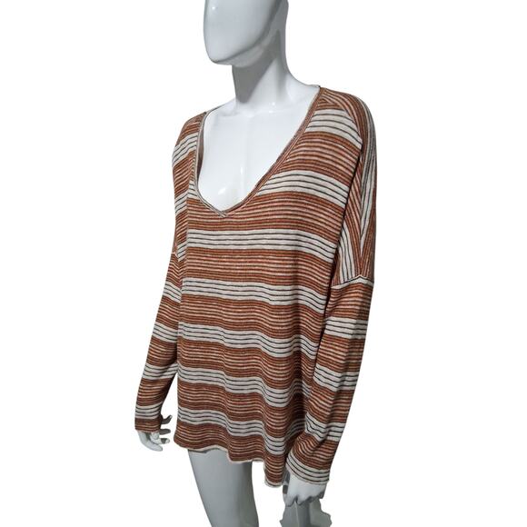 Sadie & Sage Oversized Women's size Medium Striped Knit Grungecore Academia Top - Picture 2 of 13